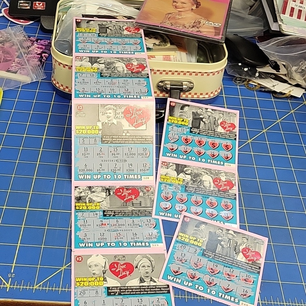 2005 I Love Lucy Stratch Off Texas Lottery Tickets For Collection Total of 8